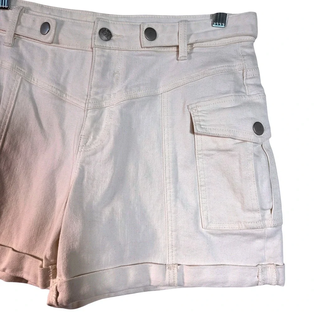 Vigoss‎ Jeans Denim Utility Cargo Shorts High Rise Stitched Cuff Boho Western